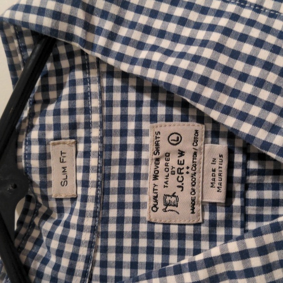 Men's Navy and White check J. Crew Factory button-up sz large - Picture 2 of 3